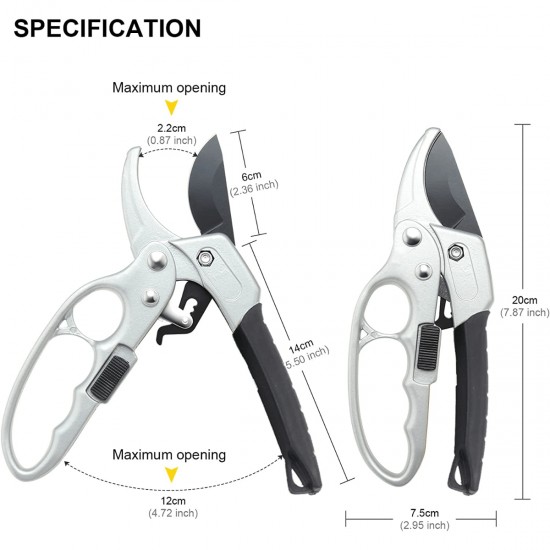 1pc Garden Clippers, German Pruners, Ratchet Pruning Shears, Work 3 Times Easier, Gardening Tools, For Trimming Rose, Floral, Tree, Live Plants, Sharp Garden Scissors, Arthritis Weak Hand Snips