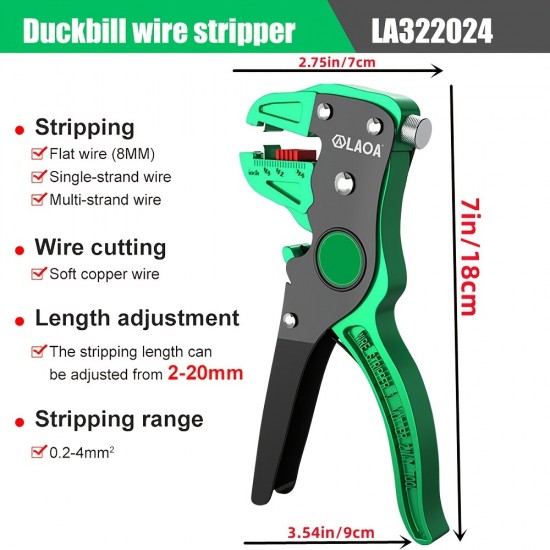 1pc Automatic Wire Stripper, Multi-functional Duckbill Wire Stripper, Electrician Stripper, Small Wire Cutter Crimping Tools (No Damage To The Wire Core)