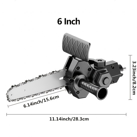 1pc Mini Chainsaw Adapter For Electric Tools(Without Electrical Motor), 6 Inches, Portable Handheld Small Chainsaw Attachment For Gardening Branch Wood Cutter, Woodworking Pruning Electric Chainsaws Converter