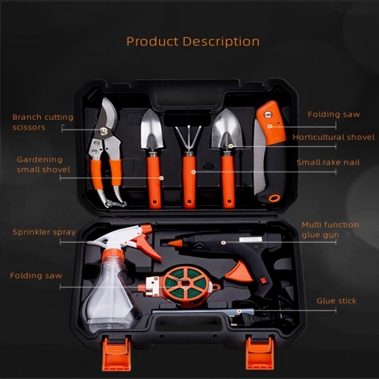 1pc Hardware Toolbox, Garden Gardening Tool Set, Electric Glue Gun Set, Garden Planting Tools, Gift For Gardener