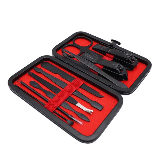 10 Pcs Stainless Steel Nail Clipper Set Grooming Set Tool Case Manicure Pedicure