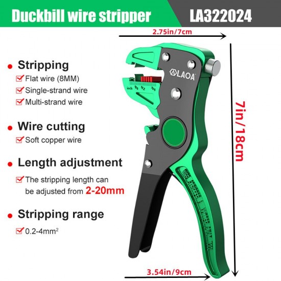 1pc Automatic Wire Stripper, Multi-functional Duckbill Wire Stripper, Electrician Stripper, Small Wire Cutter Crimping Tools (No Damage To The Wire Core)