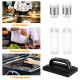 10pcs/set Grill Accessories Set, Stainless Steel BBQ Tools, Tong, Spatula, Scraper, Chopper, Bottles, Cleaning Set, Kitchen Cooking Supplies