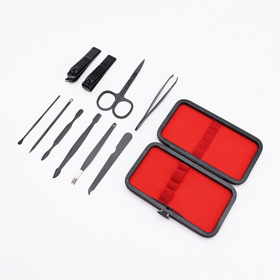 10 Pcs Stainless Steel Nail Clipper Set Grooming Set Tool Case Manicure Pedicure