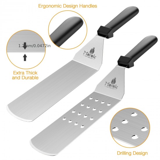 10pcs/set Grill Accessories Set, Stainless Steel BBQ Tools, Tong, Spatula, Scraper, Chopper, Bottles, Cleaning Set, Kitchen Cooking Supplies